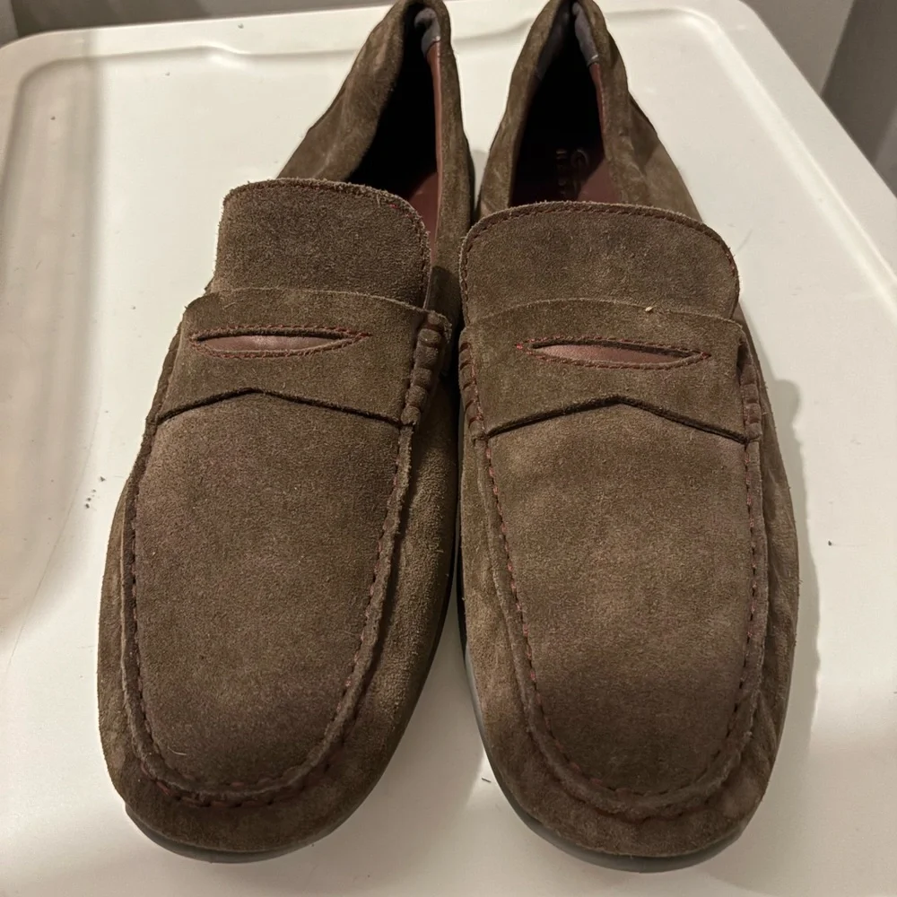 Geox Chocolate Suede Slip-On Loafers - Picture 1 of 5